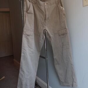 Nesi AG Mens Baggy Cargo Pants Y2K Skate Tan Olive Khaki 36x30